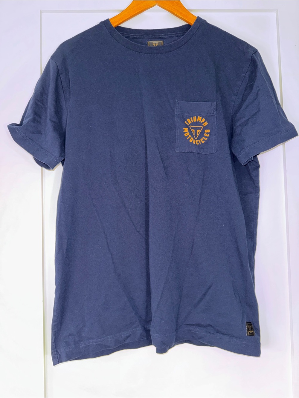 Triumph Navy Pocket Logo T-Shirt Sz Large Cotton bloke core minimalist biker